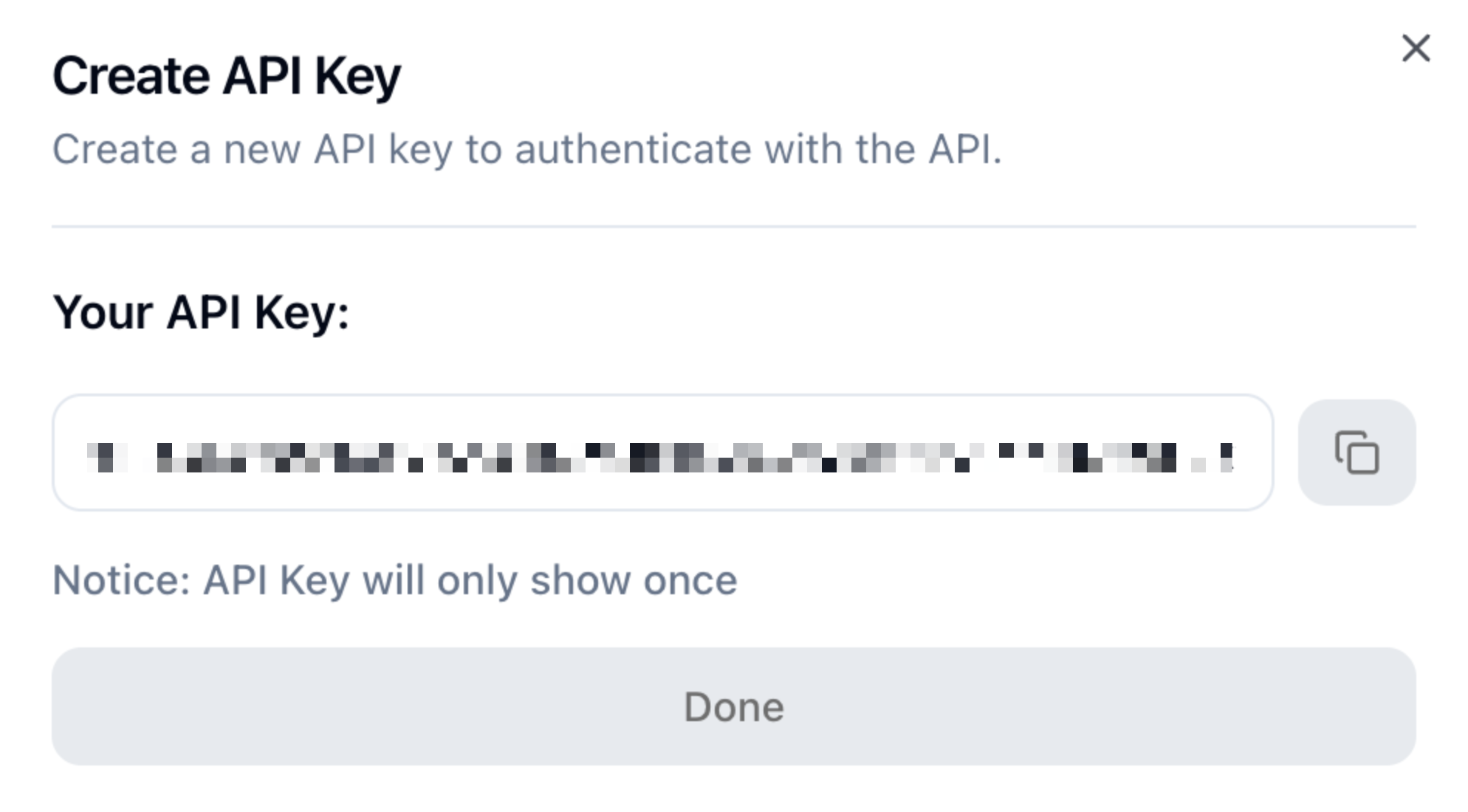 Created API Key